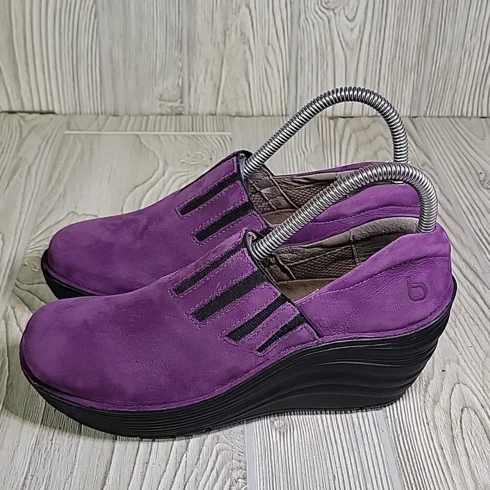 Bionica Purple Leather Wedge Clogs Womens Size 7 - Picture 5 of 13